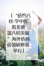 “侨约八桂·学中医 看非遗 谋八桂发展”海外侨商侨领研修班举行
