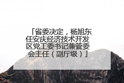 省委决定，杨旭东任安庆经济技术开发区党工委书记兼管委会主任（副厅级）