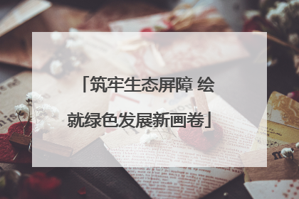 筑牢生态屏障 绘就绿色发展新画卷