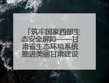 筑牢国家西部生态安全屏障——甘肃省生态环境系统推进美丽甘肃建设交出亮眼答卷