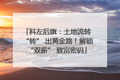 科左后旗：土地流转 “转” 出黄金路！解锁 “双薪” 致富密码