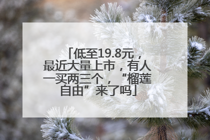 低至19.8元，最近大量上市，有人一买两三个，“榴莲自由”来了吗