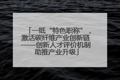 一纸“特色职称”，激活碳纤维产业创新链——创新人才评价机制 助推产业升级