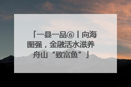 一县一品⑥丨向海图强，金融活水滋养舟山“致富鱼”