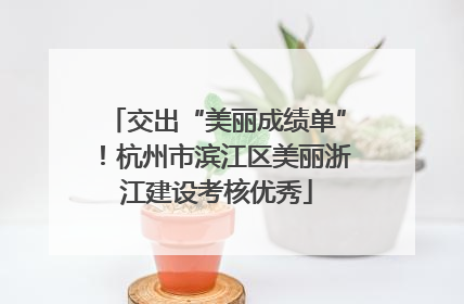 交出“美丽成绩单”！杭州市滨江区美丽浙江建设考核优秀