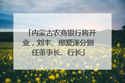 内蒙古农商银行将开业，刘丰、邢爱泽分别任董事长、行长