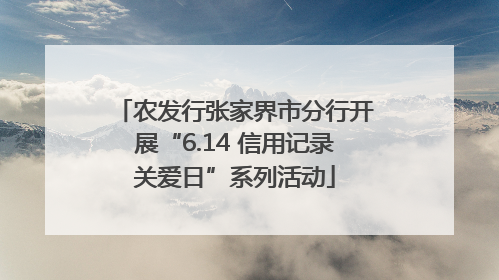 农发行张家界市分行开展“6.14 信用记录关爱日”系列活动