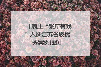 周庄“张厅有戏”入选江苏省级优秀案例(图)