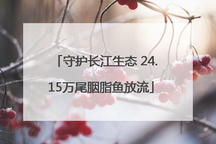 守护长江生态 24.15万尾胭脂鱼放流
