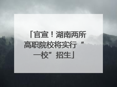 官宣！湖南两所高职院校将实行“一校”招生