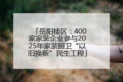 岳阳楼区：400家家装企业参与2025年家装厨卫“以旧换新”民生工程