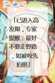 已进入高发期，专家提醒：最好不要走野路，如被咬先拍照