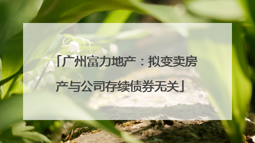 广州富力地产：拟变卖房产与公司存续债券无关