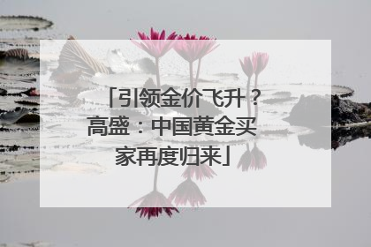 引领金价飞升？高盛：中国黄金买家再度归来