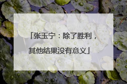张玉宁：除了胜利，其他结果没有意义