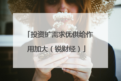 投资扩需求优供给作用加大（锐财经）