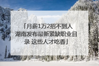 月薪1万2招不到人 湖南发布最新紧缺职业目录 这些人才吃香