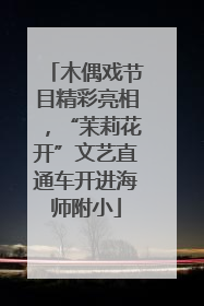 木偶戏节目精彩亮相，“茉莉花开”文艺直通车开进海师附小