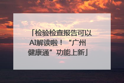 检验检查报告可以AI解读啦！“广州健康通”功能上新