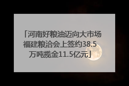河南好粮油迈向大市场 福建粮洽会上签约38.5万吨揽金11.5亿元