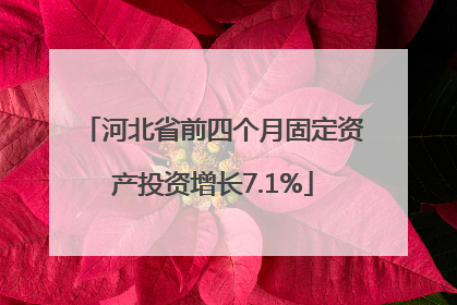 河北省前四个月固定资产投资增长7.1%