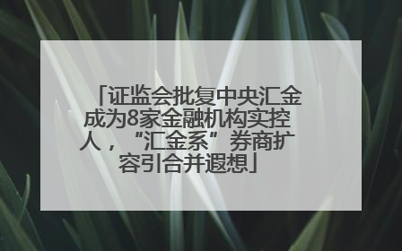 证监会批复中央汇金成为8家金融机构实控人,“汇金系”券商扩容引合并遐想