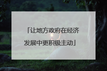 让地方政府在经济发展中更积极主动
