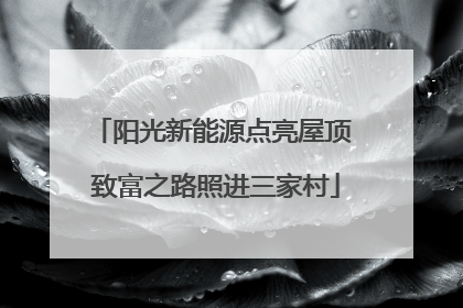 阳光新能源点亮屋顶 致富之路照进三家村