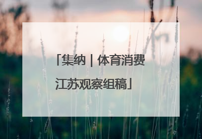集纳｜体育消费江苏观察组稿