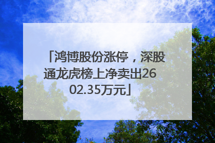 鸿博股份涨停，深股通龙虎榜上净卖出2602.35万元