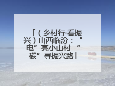 （乡村行·看振兴）山西临汾：“电”亮小山村 “碳”寻振兴路