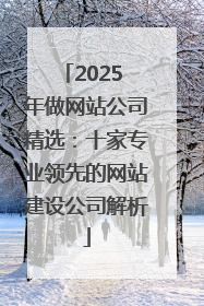 2025 年做网站公司精选：十家专业领先的网站建设公司解析